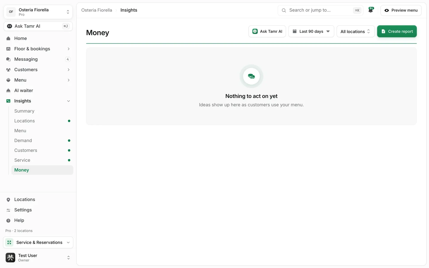 The Money report with the message Nothing to act on yet